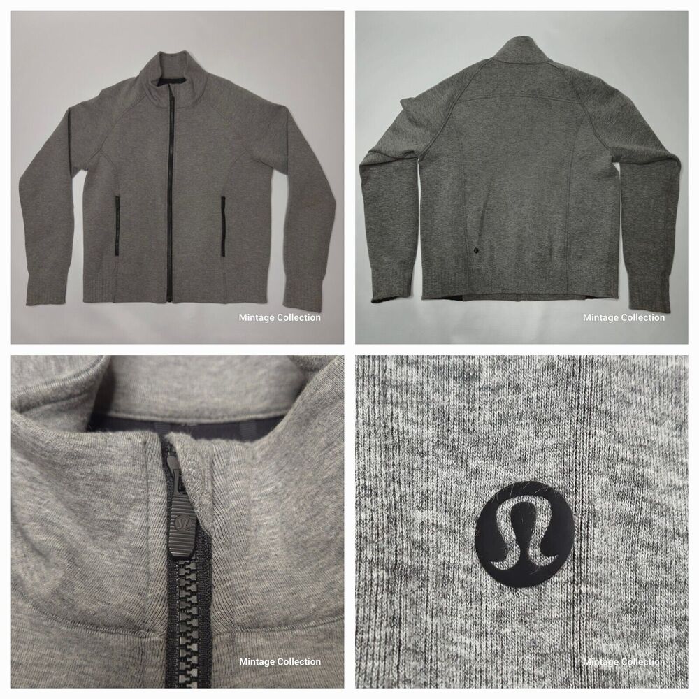 Lululemon NTS Jacket Coat Grey Black Stretchable Breathable Full Zip Size 10